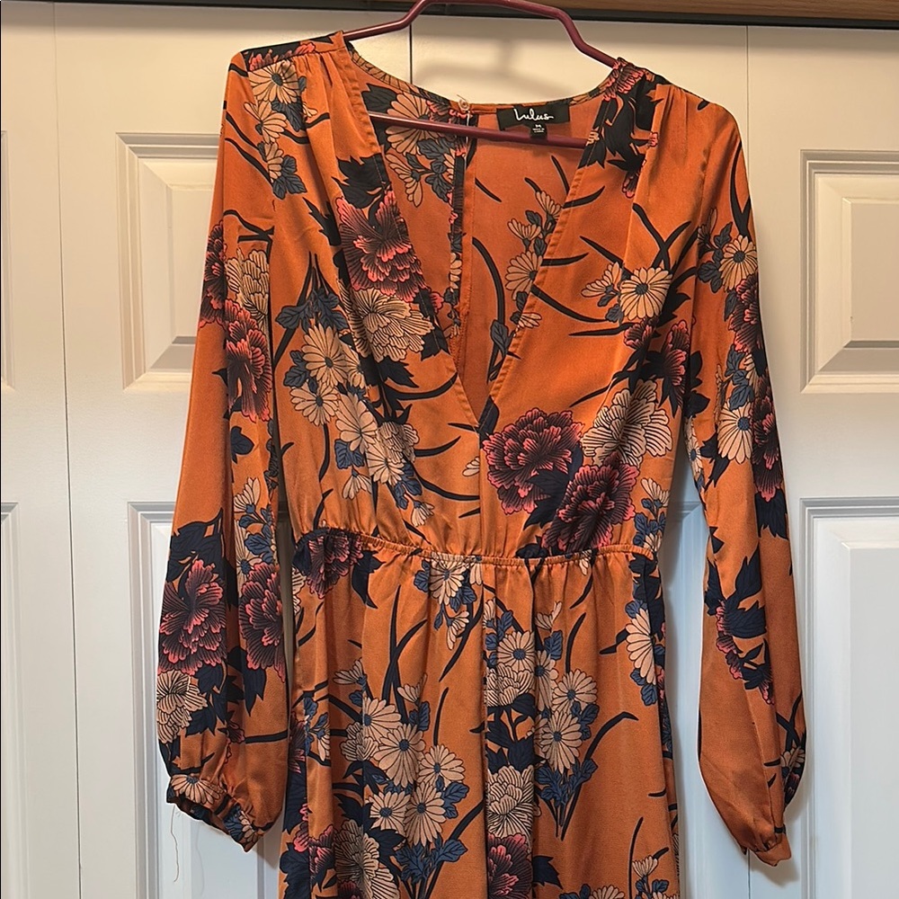 Lulu's Autumn Floral Long Sleeve Dress